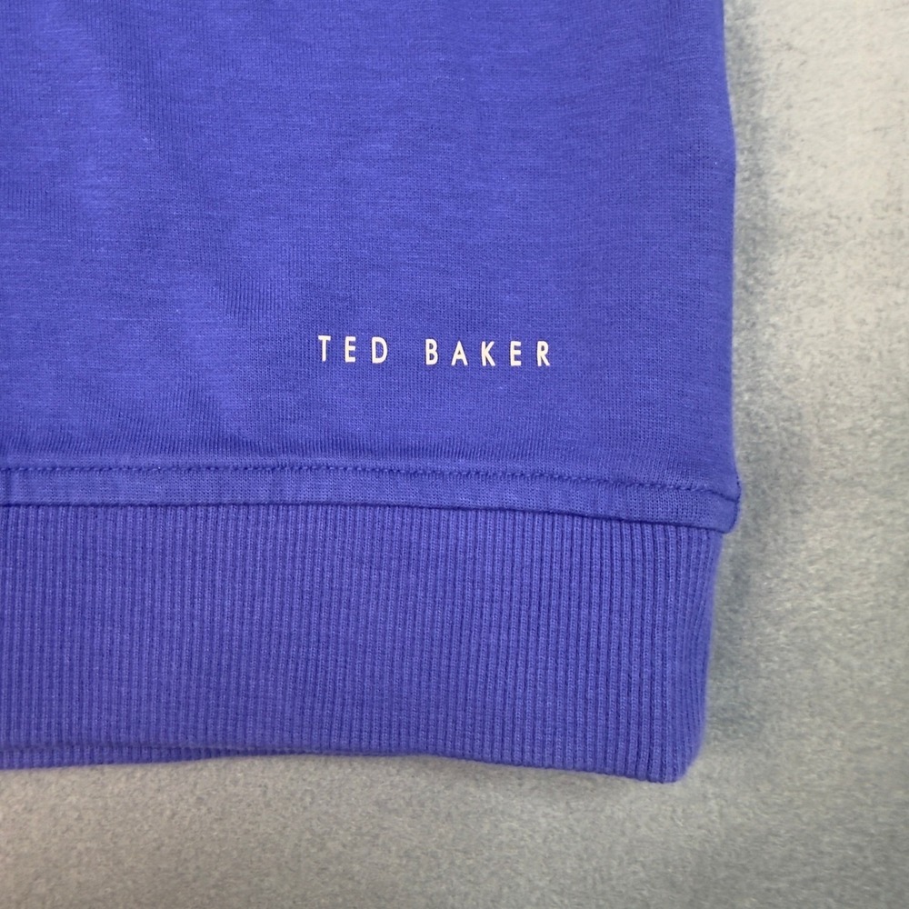 Ted Baker Antram Quarter Zip Pullover Size 5 XL Blue Cotton Blend Sweater Mens - Picture 5 of 9